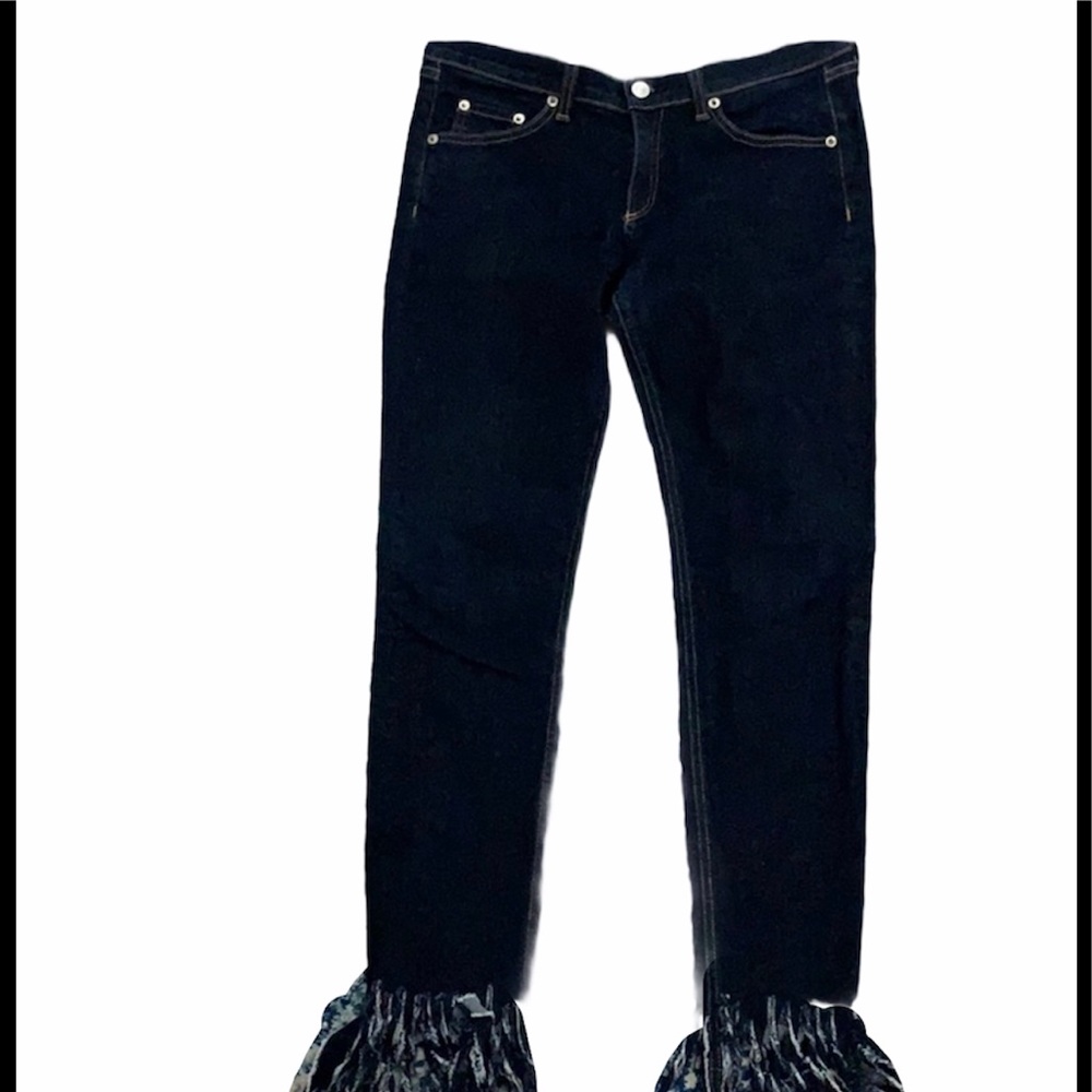 Rag & Bone dark wash skinny jeans with carwash hem